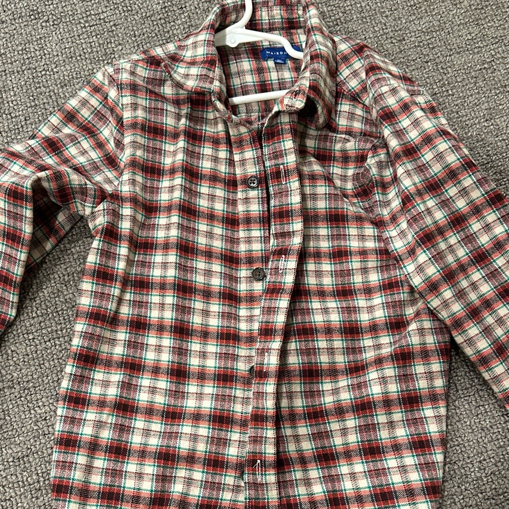 Plaid Button-Down Kids Shirt - Red, Green, White